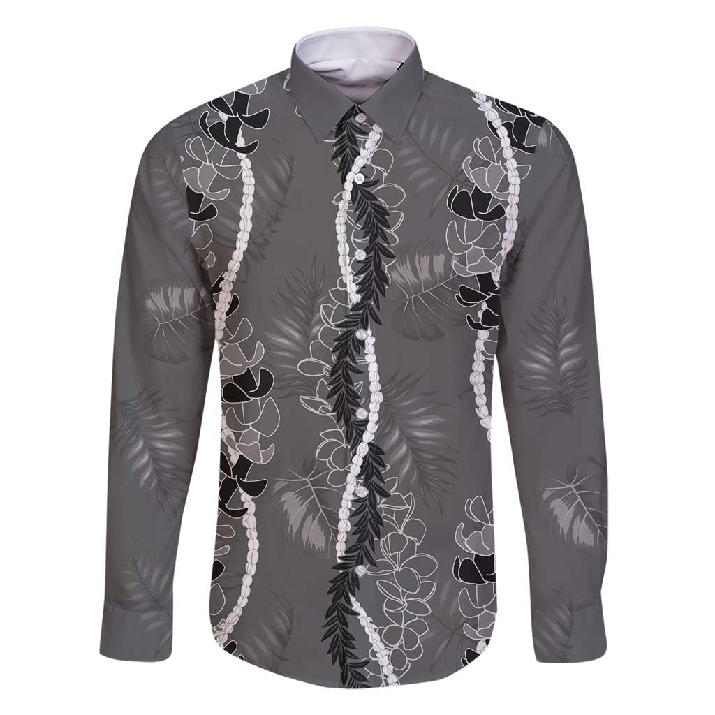 Hawaii Maile Lei Family Matching Summer Maxi Dress and Hawaiian Shirt With Gray Monstera Pattern