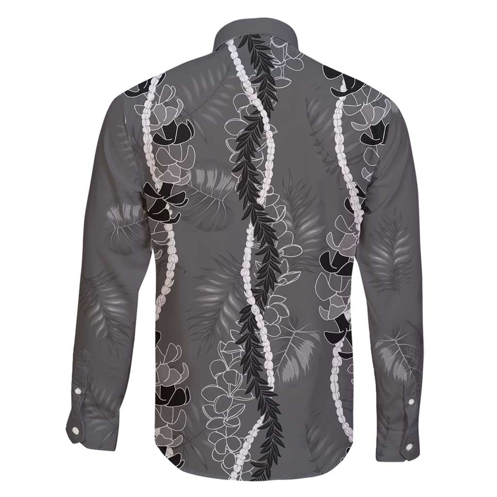 Hawaii Maile Lei Family Matching Summer Maxi Dress and Hawaiian Shirt With Gray Monstera Pattern