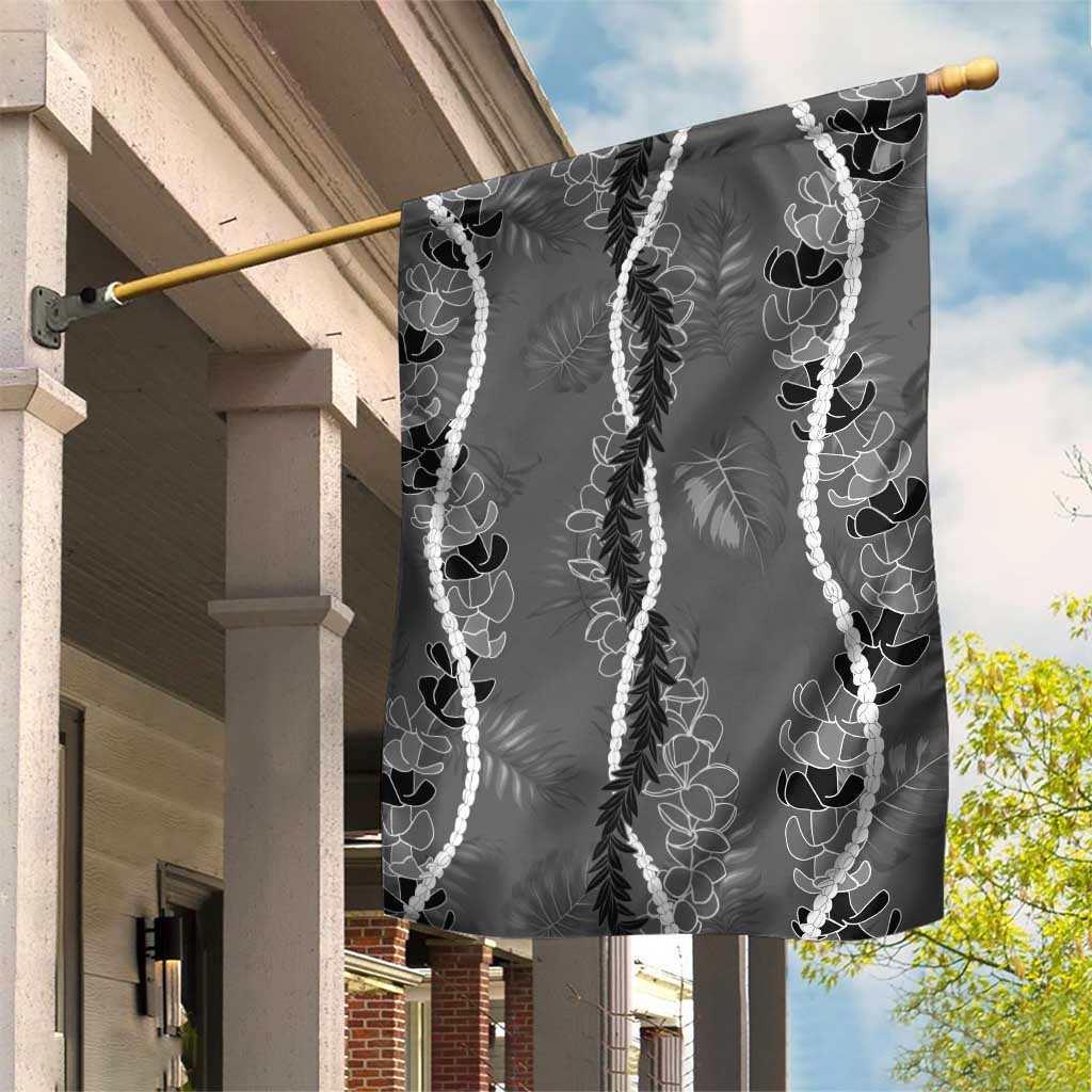 Hawaii Maile Lei Garden Flag With Gray Monstera Pattern LT05 House Flag Gray - Polynesian Pride