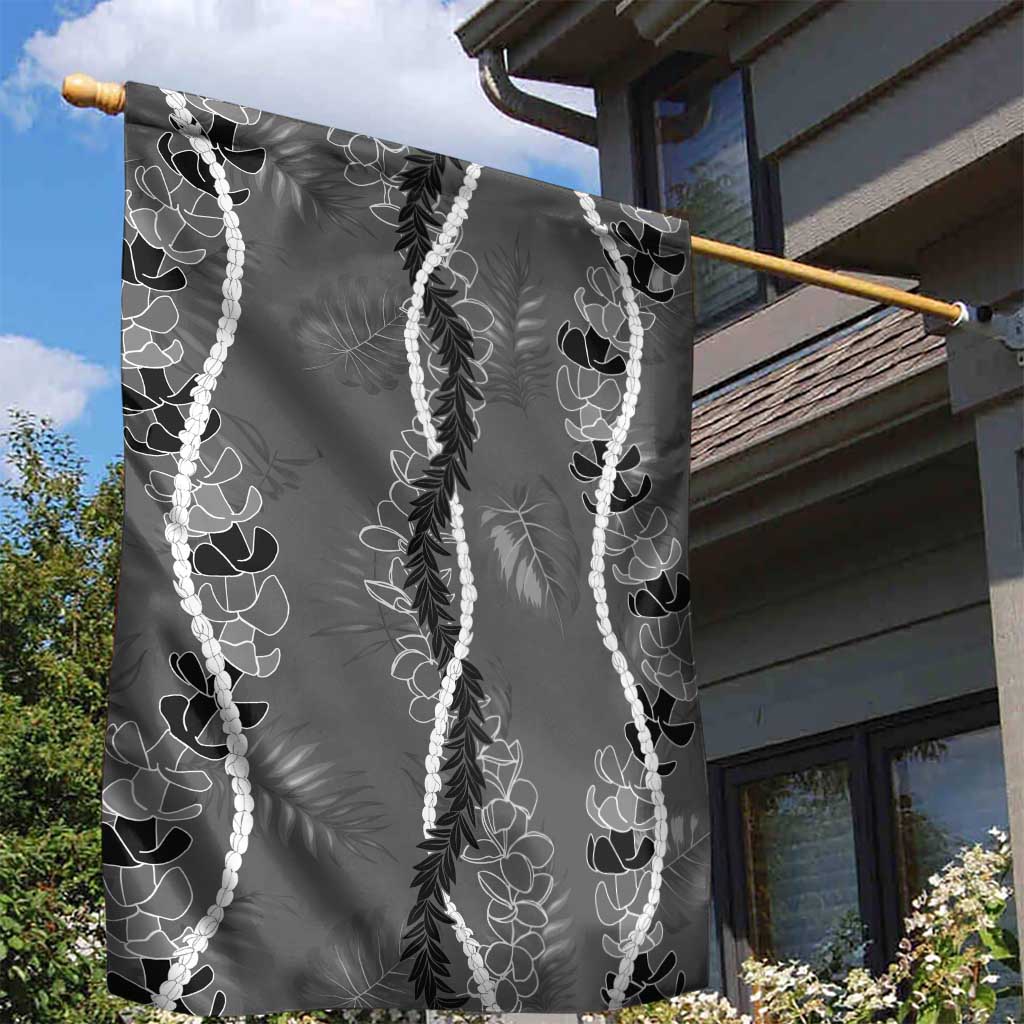 Hawaii Maile Lei Garden Flag With Gray Monstera Pattern LT05 - Polynesian Pride