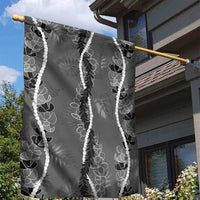 Hawaii Maile Lei Garden Flag With Gray Monstera Pattern LT05 - Polynesian Pride