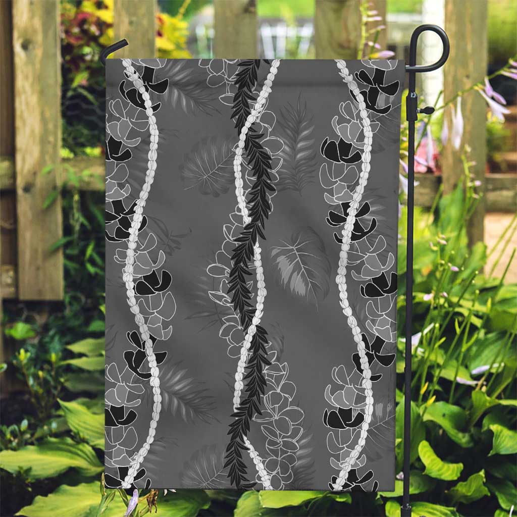 Hawaii Maile Lei Garden Flag With Gray Monstera Pattern LT05 Garden Flag Gray - Polynesian Pride