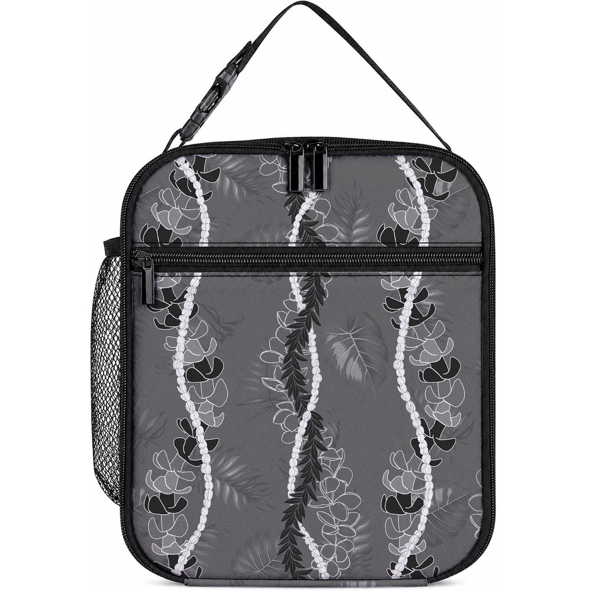 Hawaii Maile Lei Lunch Bag With Gray Monstera Pattern