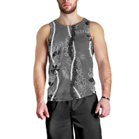 Hawaii Maile Lei Men Tank Top With Gray Monstera Pattern LT05 - Polynesian Pride
