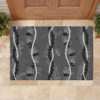Hawaii Maile Lei Rubber Doormat With Gray Monstera Pattern LT05 Gray - Polynesian Pride