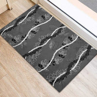 Hawaii Maile Lei Rubber Doormat With Gray Monstera Pattern LT05 - Polynesian Pride