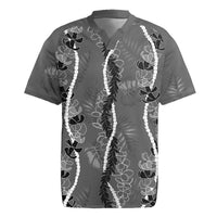 Hawaii Maile Lei Rugby Jersey With Gray Monstera Pattern LT05 Gray - Polynesian Pride