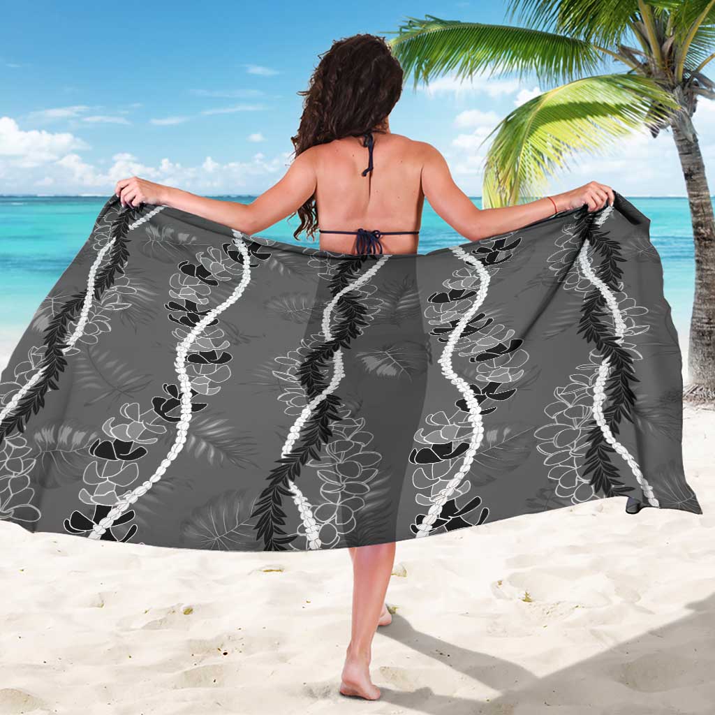 Hawaii Maile Lei Sarong With Gray Monstera Pattern