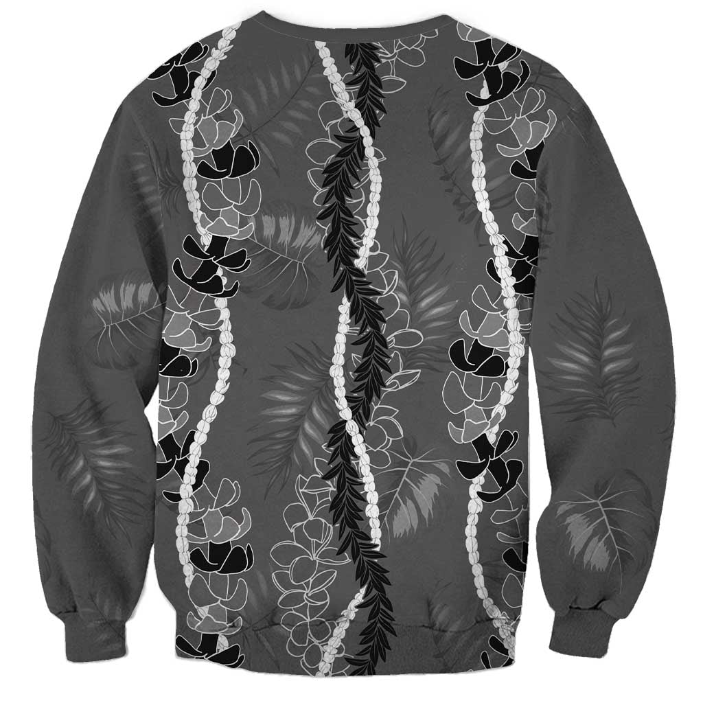 Hawaii Maile Lei Sweatshirt With Gray Monstera Pattern LT05 - Polynesian Pride