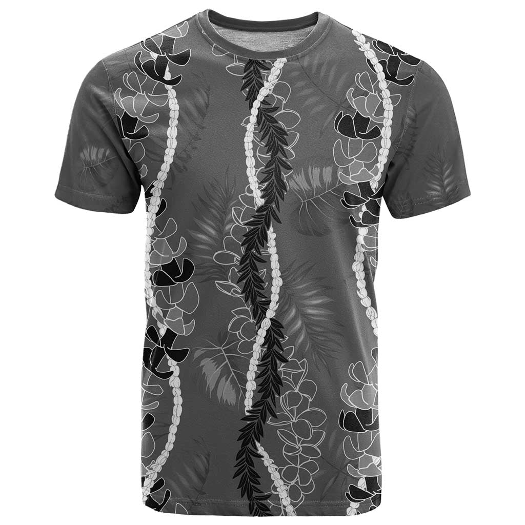 Hawaii Maile Lei T Shirt With Gray Monstera Pattern