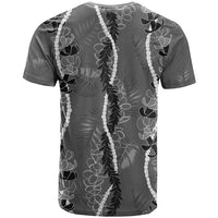 Hawaii Maile Lei T Shirt With Gray Monstera Pattern