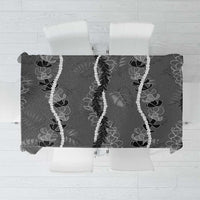 Hawaii Maile Lei Tablecloth With Gray Monstera Pattern LT05 Gray - Polynesian Pride