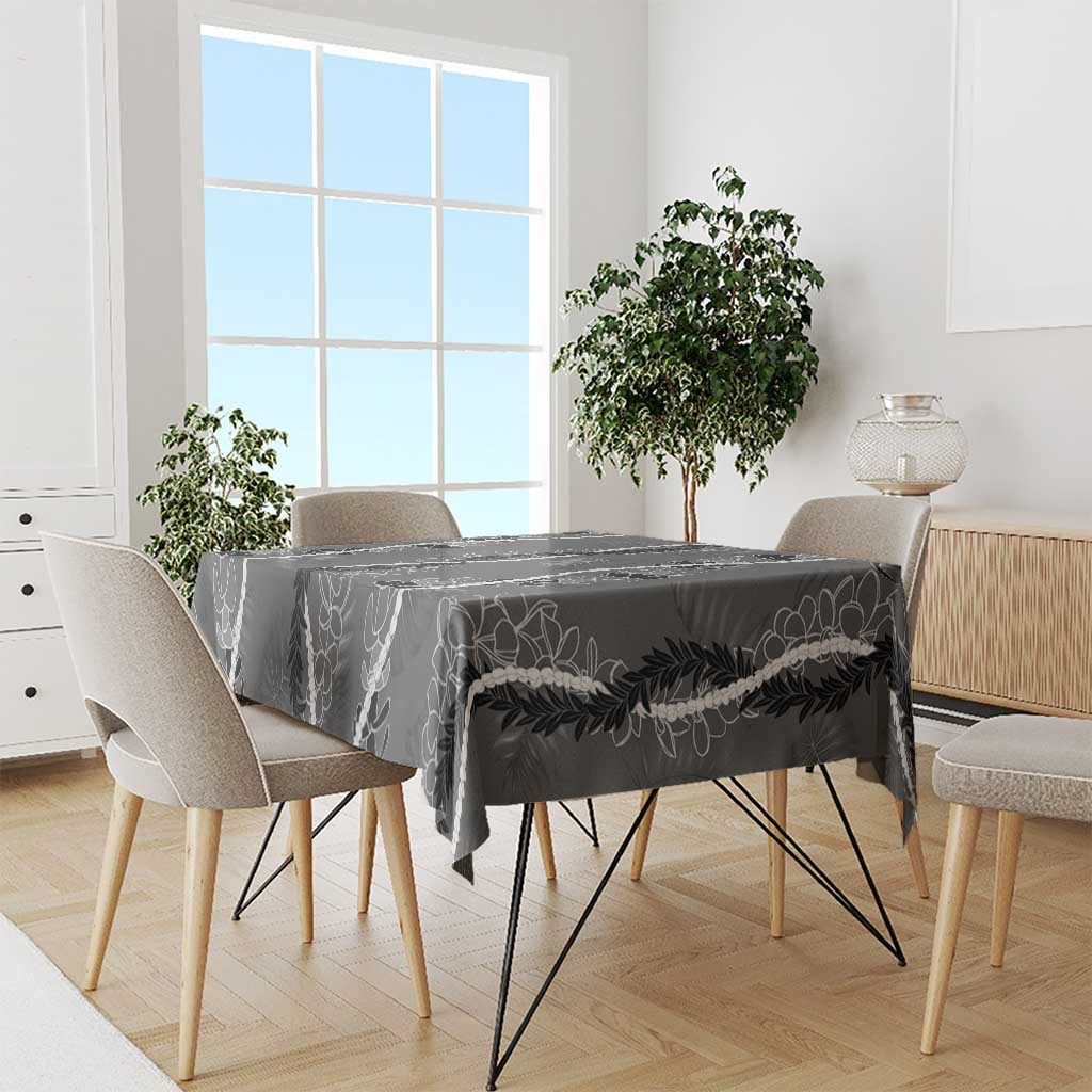 Hawaii Maile Lei Tablecloth With Gray Monstera Pattern LT05 - Polynesian Pride