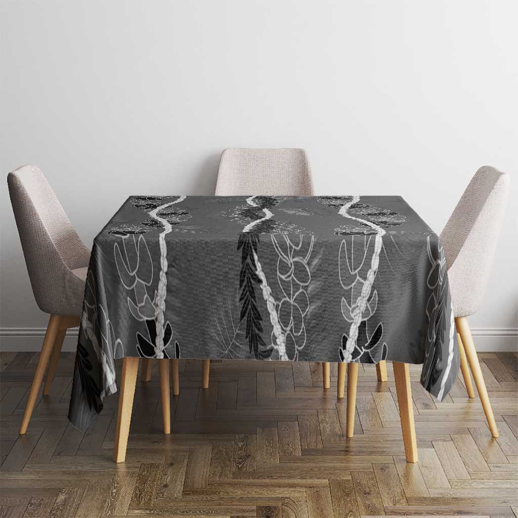 Hawaii Maile Lei Tablecloth With Gray Monstera Pattern LT05 - Polynesian Pride