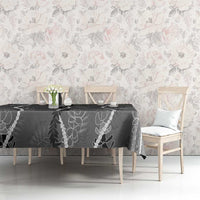 Hawaii Maile Lei Tablecloth With Gray Monstera Pattern LT05 - Polynesian Pride