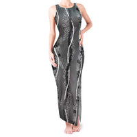 Hawaii Maile Lei Tank Maxi Dress With Gray Monstera Pattern LT05 Women Gray - Polynesian Pride