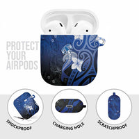 Polynesia Hammerhead Shark AirPods Case Blue Tribal Pattern With Plumeria - Polynesian Pride