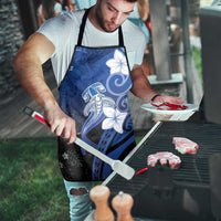 Polynesia Hammerhead Shark Apron Blue Tribal Pattern With Plumeria - Polynesian Pride