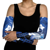 Polynesia Hammerhead Shark Arm Sleeves Blue Tribal Pattern With Plumeria LT05 - Polynesian Pride