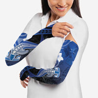 Polynesia Hammerhead Shark Arm Sleeves Blue Tribal Pattern With Plumeria LT05 - Polynesian Pride