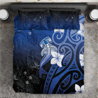 Polynesia Hammerhead Shark Bedding Set Blue Tribal Pattern With Plumeria - Polynesian Pride