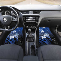Polynesia Hammerhead Shark Car Mats Blue Tribal Pattern With Plumeria - Polynesian Pride