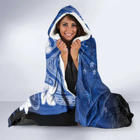Polynesia Hammerhead Shark Hooded Blanket Blue Tribal Pattern With Plumeria LT05 - Polynesian Pride