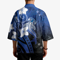 Polynesia Hammerhead Shark Kimono Blue Tribal Pattern With Plumeria LT05 - Polynesian Pride