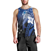Polynesia Hammerhead Shark Men Tank Top Blue Tribal Pattern With Plumeria LT05 - Polynesian Pride