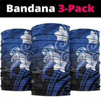 Polynesia Hammerhead Shark Neck Gaiter Blue Tribal Pattern With Plumeria - Polynesian Pride