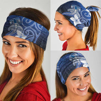 Polynesia Hammerhead Shark Neck Gaiter Blue Tribal Pattern With Plumeria - Polynesian Pride
