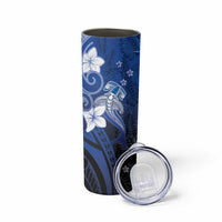 Polynesia Hammerhead Shark Skinny Tumbler Blue Tribal Pattern With Plumeria LT05 - Polynesian Pride