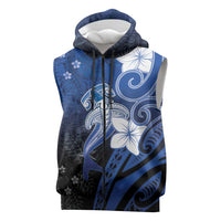 Polynesia Hammerhead Shark Sleeveless Zip Hoodie Blue Tribal Pattern With Plumeria LT05 Blue - Polynesian Pride
