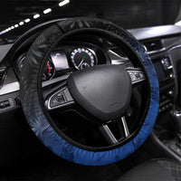 Polynesia Hammerhead Shark Steering Wheel Cover Blue Tribal Pattern With Plumeria LT05 Universal Fit Blue - Polynesian Pride