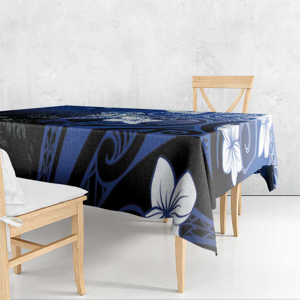Polynesia Hammerhead Shark Tablecloth Blue Tribal Pattern With Plumeria LT05 - Polynesian Pride