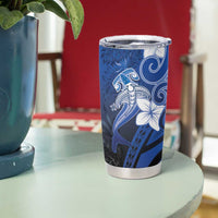 Polynesia Hammerhead Shark Tumbler Cup Blue Tribal Pattern With Plumeria LT05 - Polynesian Pride