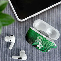 Polynesia Hammerhead Shark AirPods Case Green Tribal Pattern With Plumeria - Polynesian Pride