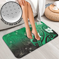 Polynesia Hammerhead Shark Bathroom Set Green Tribal Pattern With Plumeria - Polynesian Pride