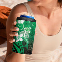 Polynesia Hammerhead Shark 4 in 1 Can Cooler Tumbler Green Tribal Pattern With Plumeria - Polynesian Pride