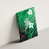 Polynesia Hammerhead Shark Canvas Wall Art Green Tribal Pattern With Plumeria LT05 - Polynesian Pride
