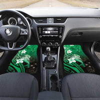 Polynesia Hammerhead Shark Car Mats Green Tribal Pattern With Plumeria - Polynesian Pride
