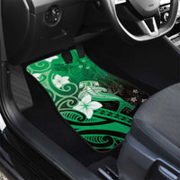 Polynesia Hammerhead Shark Car Mats Green Tribal Pattern With Plumeria - Polynesian Pride