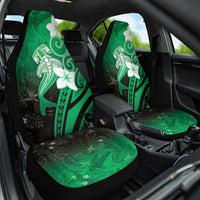 Polynesia Hammerhead Shark Car Seat Cover Green Tribal Pattern With Plumeria LT05 One Size Green - Polynesian Pride