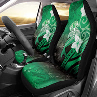 Polynesia Hammerhead Shark Car Seat Cover Green Tribal Pattern With Plumeria LT05 - Polynesian Pride