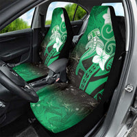 Polynesia Hammerhead Shark Car Seat Cover Green Tribal Pattern With Plumeria LT05 - Polynesian Pride