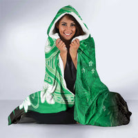 Polynesia Hammerhead Shark Hooded Blanket Green Tribal Pattern With Plumeria LT05 - Polynesian Pride