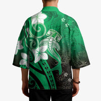 Polynesia Hammerhead Shark Kimono Green Tribal Pattern With Plumeria LT05 - Polynesian Pride