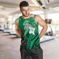 Polynesia Hammerhead Shark Men Tank Top Green Tribal Pattern With Plumeria LT05 Green - Polynesian Pride