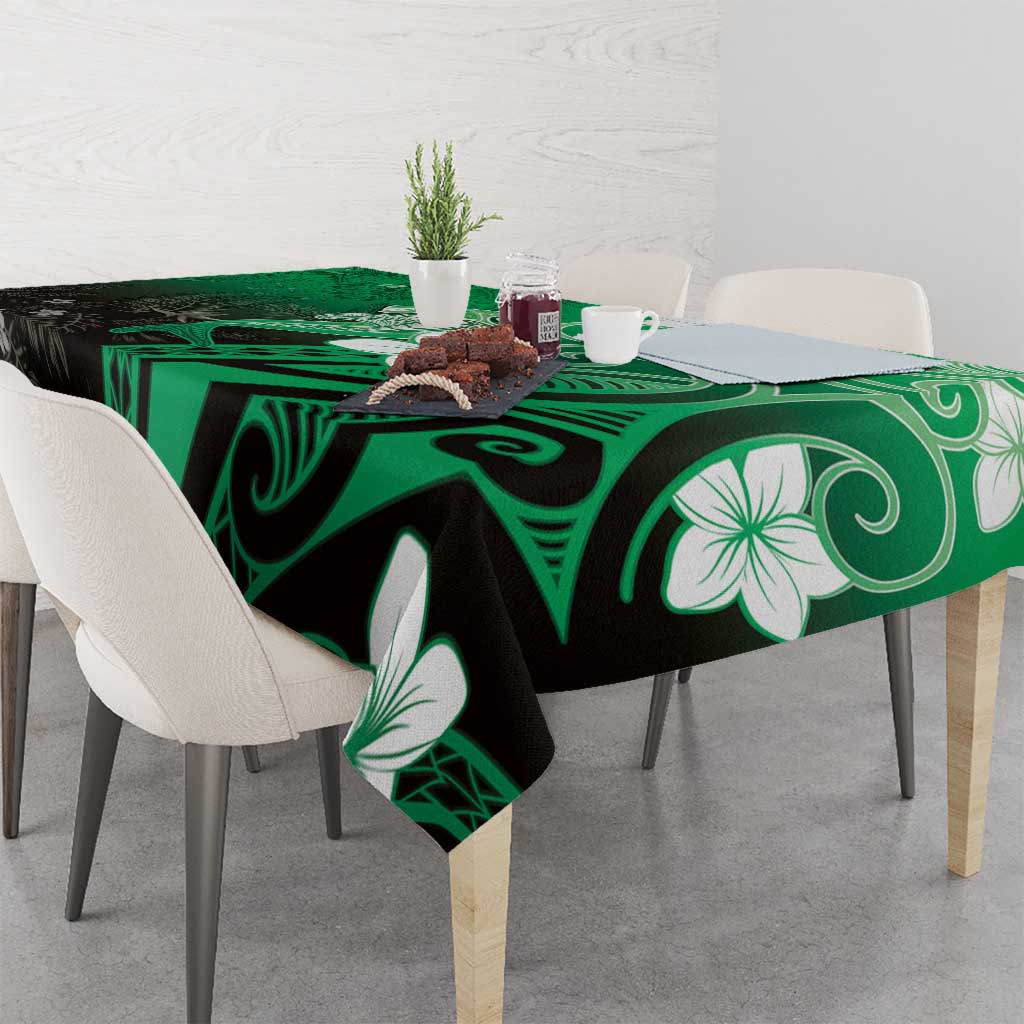 Polynesia Hammerhead Shark Tablecloth Green Tribal Pattern With Plumeria LT05 - Polynesian Pride