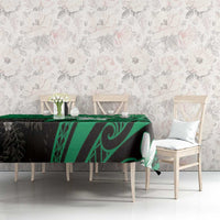 Polynesia Hammerhead Shark Tablecloth Green Tribal Pattern With Plumeria LT05 - Polynesian Pride